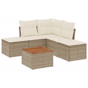 Conjunto de Sofás Modulares Grandes de Ratán Sintético PE Beige para Jardín, Muebles de Patio con Estilo y Comodidad - Product Image 2