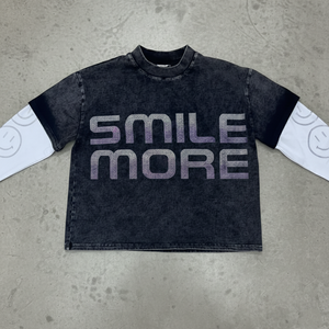 ชุดเสื้อยืดแขนยาวลายกราฟิก Smile More และกางเกงจ็อกเกอร์ลำลองสำหรับเด็ก ขายส่งตามสั่ง ชุดเซ็ต 2 ชิ้น สไตล์สตรีทแวร์ - Product Image 5