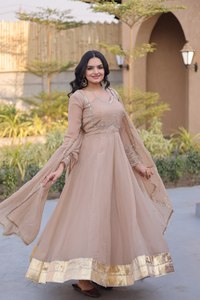 Nouvelle robe de mariée pakistanaise tendance, tenue de soirée, tissu en georgette, broderie à la main, travail de sequins, robe Anarkali, hiver, été - Product Image 4