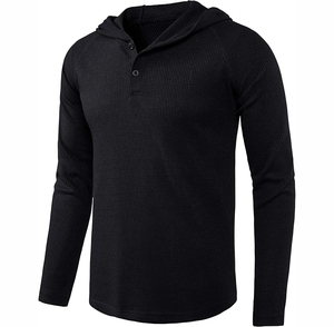 Sweat à capuche décontracté élégant pour homme en coton côtelé 100 % écologique avec poche kangourou - Product Image 2