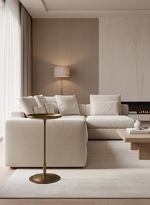 Mesa Auxiliar Moderna de Latón, Diseño Minimalista, Mueble de Sala de Estar, Base y Tapa Decorativas de Metal - Product Image 5
