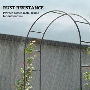 Arco da Giardino in Acciaio Nero da 2,4 m con Base Grande, Supporto per Arco Nuziale e Traliccio per Piante Rampicanti - Product Image 5