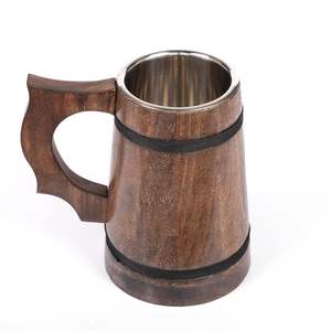 Vente chaude 100% Chope à bière étanche avec manche en bois Chope en bois faite à la main pour hôtel ou restaurant à la maison - Product Image 5