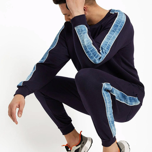 Conjunto Deportivo Azul Marino para Hombre, Sudadera y Pantalones Largos de Color Sólido con Bolsillos Laterales, Cuello Redondo, Ropa Casual de Otoño - Product Image 5