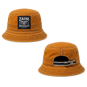 Sombrero de Pescador Unisex Premium de Lona de Algodón Lavada de 280 GSM, Color Azul Marino, OEM ODM ZAINI ZI-043, Verano - Product Image 1