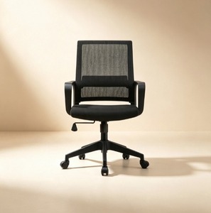 Chaise de bureau ergonomique AY Office System avec dossier ouvert, accoudoirs fixes, base pivotante en plastique, réglage manuel, cadre en plastique moderne - Product Image 1