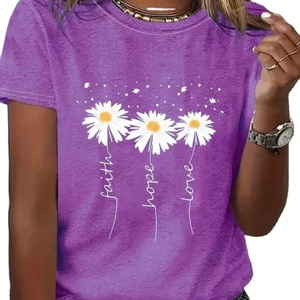 Camiseta Casual de Algodón Orgánico con Cuello Redondo para Mujer, Estilo Vintage, Manga Corta, Encaje, Botones, Personalizable con Letras, Color Natural - Product Image 3