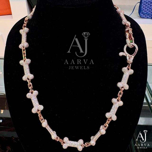 Rose Gold Plated Bone Chain <b>Necklace</b> Cubic Zirconia Bolt <b>Ring</b> Link Chain Jewelry for Party Gift - Product Image 1