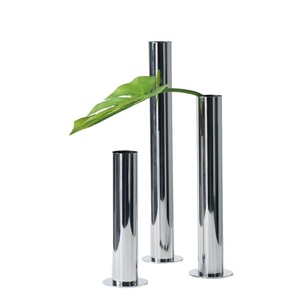 Modern Stainless Steel Tube Flower Vase Luxury Decorative Tabletop Vase <b>Tall</b> Cylinder Flower Holder Contemporary Centerpieces - Product Image 3