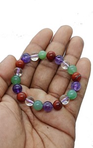 สร้อยข้อมือหินคริสตัลหลายชนิดคุณภาพสูงสำหรับบำบัดด้วยเรกิ เครื่องประดับแฟชั่นเสริมพลังงาน เหมาะสำหรับการทำสมาธิ ของขวัญสำหรับทุกเพศ - Product Image 4