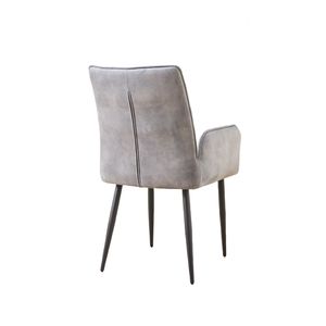 Set di sedie da pranzo moderne in 2 pezzi, sedili imbottiti in morbido velluto con struttura in ferro, colore grigio chiaro senape - Product Image 4