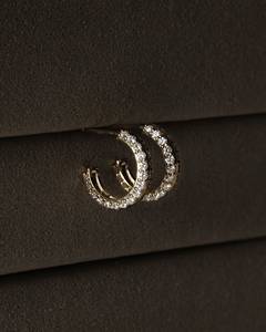 Pendientes de Aro Abiertos de Plata de Ley 925 con Pavé de Moissanita y Diamantes Chapados en Oro para Mujer, Regalo - Product Image 3