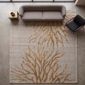 Hand Tufted Modern Wool/Silk Area Rug Luxury Soft Living Room Bedroom Carpet Premium Home Decor Beige Gold PET Friendly Extra - Product Image 2
