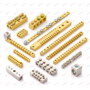 Barre de liaison neutre industrielle en laiton et bornier multi-voies pour la mise à la terre et la distribution d'énergie des tableaux électriques - Product Image 2