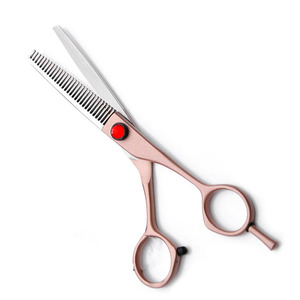 Ciseaux de coiffure professionnels en acier rose doré pour la coupe et l'éclaircissement des cheveux, avec logo personnalisé - Product Image 4