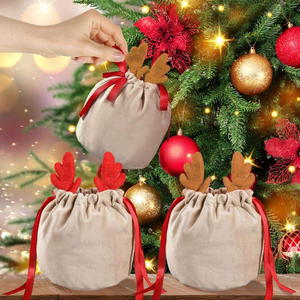 Antler Style Christmas <b>Candy</b> Bags 5 Piece Holiday Gift Packaging Supplies Red Color Made in China - Product Image 4