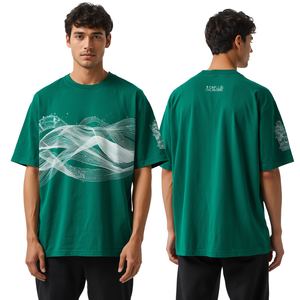 Camiseta Moderna para Hombre, Oversize, con Hombros Caídos, Estampado Esmeralda en Relieve y Algodón Premium de Alta Calidad - Product Image 2