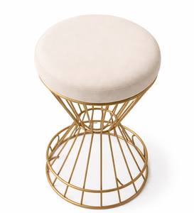 Tabouret de bar moderne en fil de fer doré avec coussin rond rembourré, chaise de bar de luxe en métal pour îlot de cuisine - Product Image 3