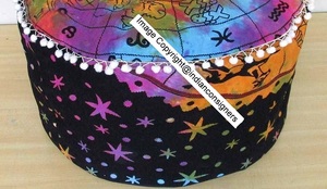 Housse de pouf en coton doux imprimée signes du zodiaque, décoration d'intérieur astrologique, repose-pieds magnifique par Indian Consigners - Product Image 5