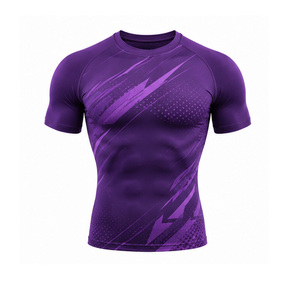 T-shirt de compression pour hommes en gros, extensible, respirant, pour la gym, le fitness, la course, l'entraînement sportif, couche de base athlétique, personnalisable OEM - Product Image 1