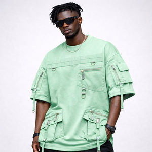 Camiseta Táctica Tech Wear Más Vendida, Camiseta Cargo Oversize de Estilo Urbano con Múltiples Bolsillos, Camiseta de Moda Tech Wear para Hombre - Product Image 1