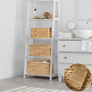 Artex HaiNam Natural Rattan Storage <b>Baskets</b> Rectangle With Handles <b>Stackable</b> Rustic Organizer For Sundries Storage - Product Image 4