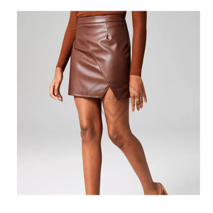Mini-jupe en similicuir PU pour femme, taille haute, sexy, asymétrique, moulante, couleur unie, tendance, pour club et soirée - Product Image 3
