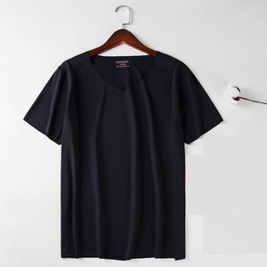 Camiseta de Manga Corta con Cuello en V para Hombre, Corte Regular, Color Sólido, Informal, de Secado Rápido, Tejido de Poliéster, para Verano - Product Image 3