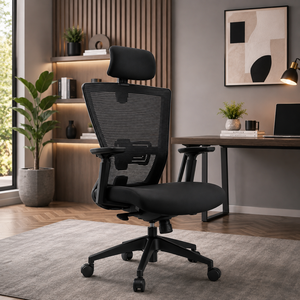 Silla Elevadora Ajustable de Diseño Moderno para Hogar, Oficina y Juegos, Asiento Ergonómico de Tela con Soporte Lumbar y Cervical, Base Giratoria de Cinco Ruedas - Product Image 1