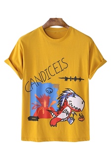 Diseñador 100% algodón Regular Fit personalizado impreso para uso diario ropa de hombre dibujos animados impreso hombres Camiseta de manga corta - Product Image 3