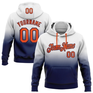 Sweat-shirt à capuche sportif tendance, nouveau design, sur mesure, blanc, orange et bleu marine dégradé, vente en gros directe pour l'industrie - Product Image 1