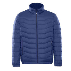 Hot Selling Solid Blue Grey Color Bubble Jacket for <b>Men</b> Customize Fabric Stand Collar Zipper Style Loose Fit <b>Men's</b> Puffer Jacket - Product Image 1