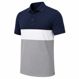 Chemise Homme Unie à Manches Courtes Tricotée Décontractée Séchage Rapide Respirante Coupe Classique Été Bleu Marine Blanc Gris Contrastant - Product Image 5