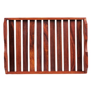 Bandeja de servicio de madera de mango de Acacia única de tamaño personalizado para comida para el hogar, hotel, restaurante, uso personalizable, producto de súper mercado - Product Image 1