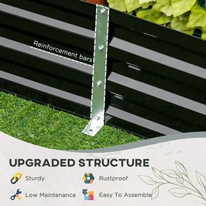 Fioriera rialzata nera 6FT X 3FT X 1FT con telaio in acciaio e asta di supporto, per giardino, recinzioni e cancelli da esterno - Product Image 5