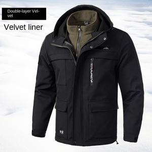 Veste zippée enduite Rusk pour homme, automne-hiver, respirante, doublée polaire, épaisse, imperméable, coupe-vent, chaude, pour l'alpinisme - Product Image 1