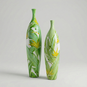 DAANI INTERNATIONAL Hand Painted Floral Floor <b>Vase</b> <b>Set</b> Tall Colorful Decorative Pots Home Living Room Interior Styling <b>Vase</b> - Product Image 2