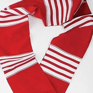 Écharpe d'hiver personnalisée avec logo de sororité, en jacquard rouge et blanc, à franges longues, en acrylique, à rayures multiples - Product Image 5