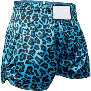 Shorts de MMA con Estampado de Leopardo Azul para Mujer, Poliéster Elástico, Corte Regular, Ropa de Artes Marciales para Adultos - Product Image 4