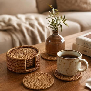Artisanat de haute qualité, dessous-de-plat en rotin BOHO, rond, pour table à manger, résistant à la chaleur, tapis et sous-plats écologiques - Product Image 4