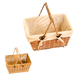 Eco-Friendly <b>Wicker</b> RATTAN <b>Storage</b> <b>Basket</b> with Metal Frame, Rectangular <b>Basket</b> with 2 Handles - Product Image 1