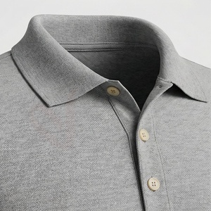 Polo en coton gris à manches courtes pour homme, décontracté, respirant, coupe classique, design tricoté uni - Product Image 4