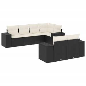 Ensemble de canapés de jardin en rotin PE noir 100% polyester avec structure en acier thermolaqué - Product Image 2