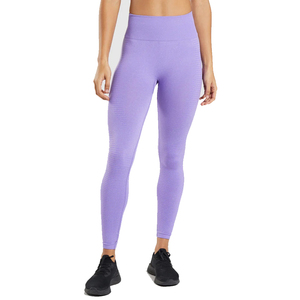 Leggings de yoga sin costuras de cintura alta, pantalones elásticos acanalados morados de longitud completa para mujer, ropa de compresión para fitness y entrenamiento - Product Image 2