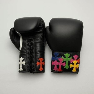 Guantes de Boxeo Negros con Cordones Dorados, Totalmente Personalizables, de Cuero Genuino, para Entrenamiento de Kick Boxing, Gran Venta - Product Image 3
