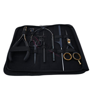 ชุดอุปกรณ์ต่อผมไมโครลิงค์สีดำขนาดเล็ก พร้อมคีมหนีบลูกปัด 2 รู หวีหางปลา เข็มเย็บผ้า ตะขอเกี่ยวห่วง และกรรไกรขนาดเล็ก - Product Image 1