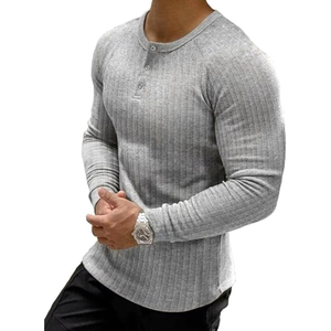 Men’s Ribbed <b>Henley</b> Shirt, Short Sleeve Slim Fit Muscle T-Shirt, Stretch Cotton Fitted Casual <b>Top</b> for Summer and Everyday Wear - Product Image 3
