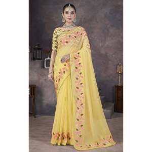 Designer Ethnic Saree with Beautiful Thread Embroidery Work - Product Image 2