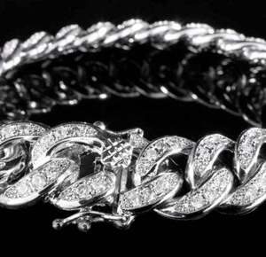 Moissanite <b>Charm</b> Bracelet Gold <b>Silver</b> Plated 30 Gm Weight Luxury Style Micro Insert Unisex Gift Anniversary Customized Jewelry - Product Image 4