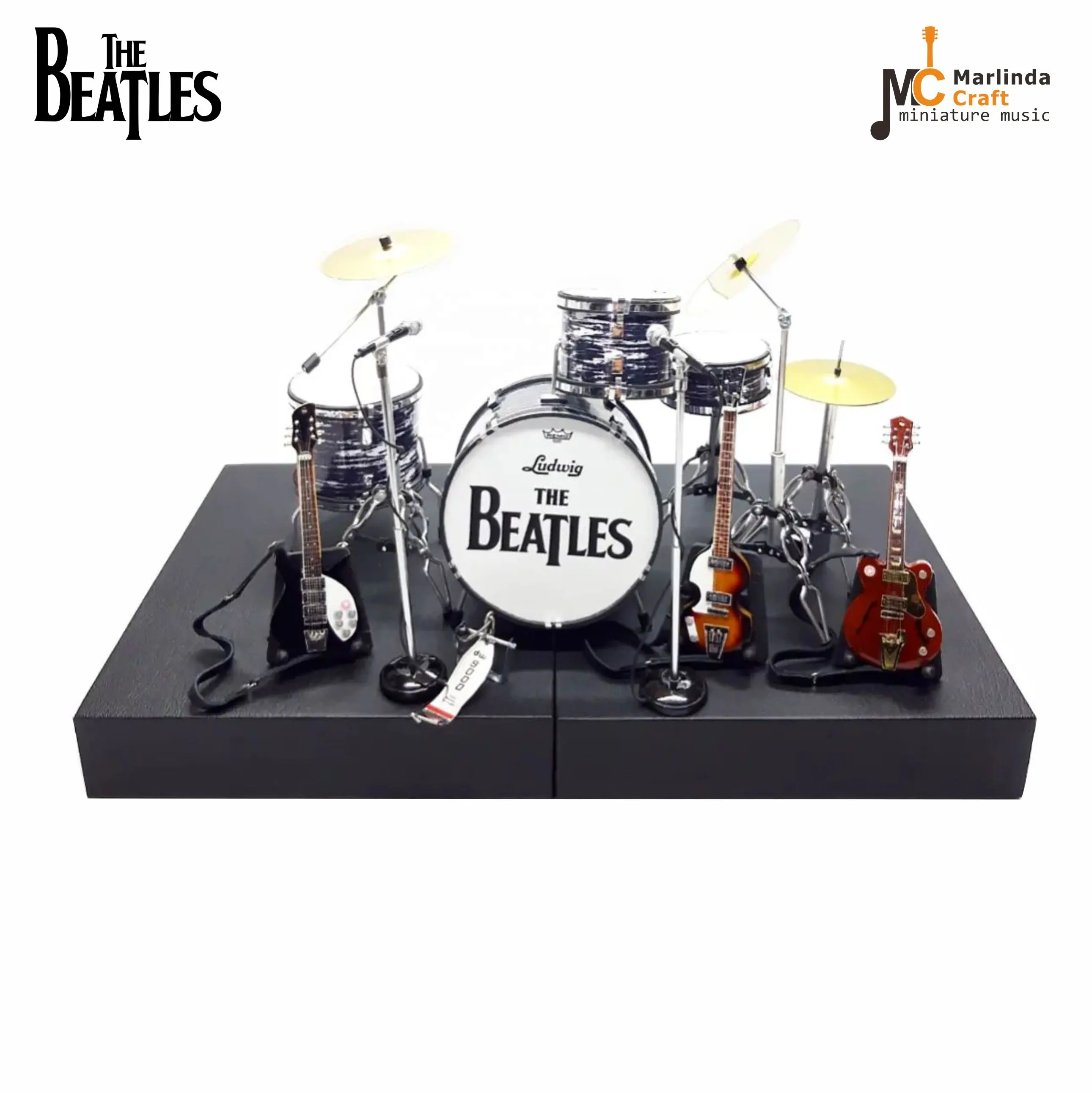 Miniature Guitar And Drum uk the beatle Design | Miniature guitar Free Exclusive Box Use Stage For Action Figure